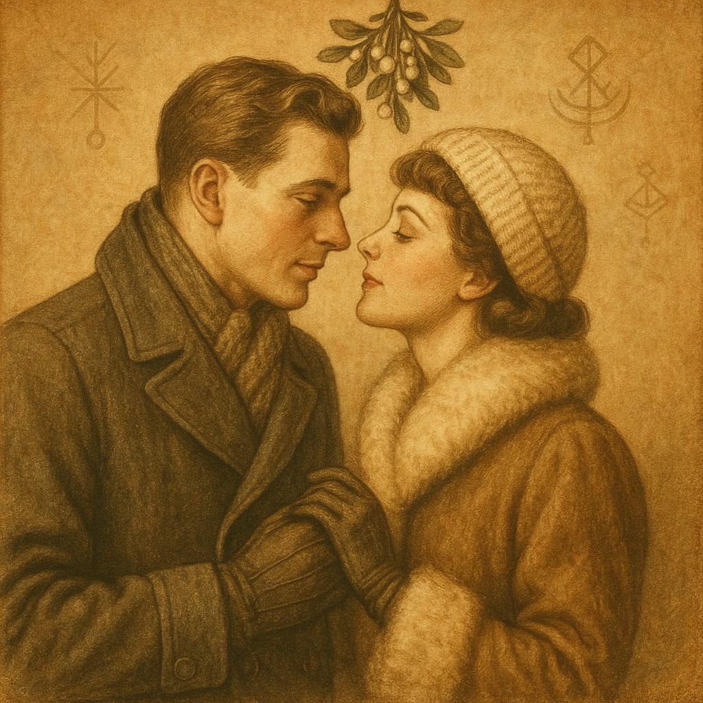 Santa Mail | 10 Fun Christmas Facts to Spark Your Holiday Spirit! A man and woman embracing under mistletoe